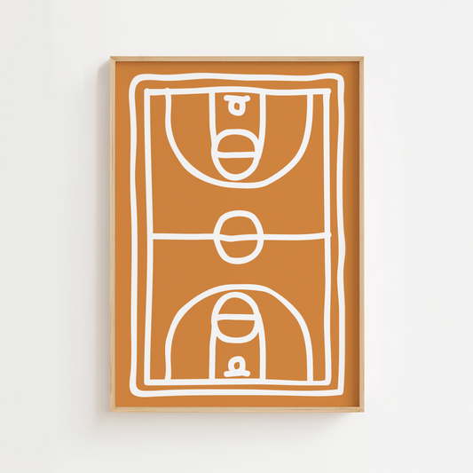 Basketball Court Doodle Print