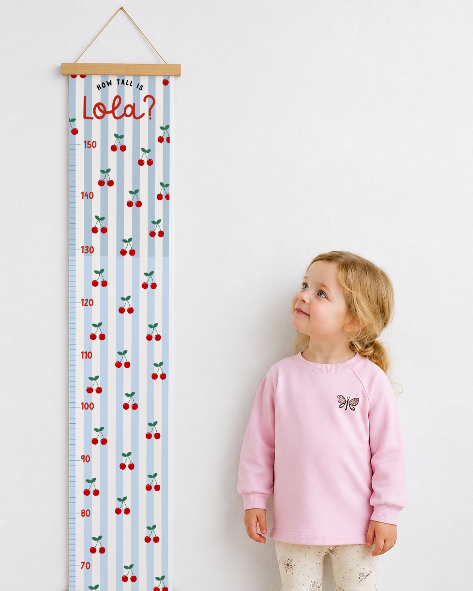 Personalised Cherry Stripe Height Chart