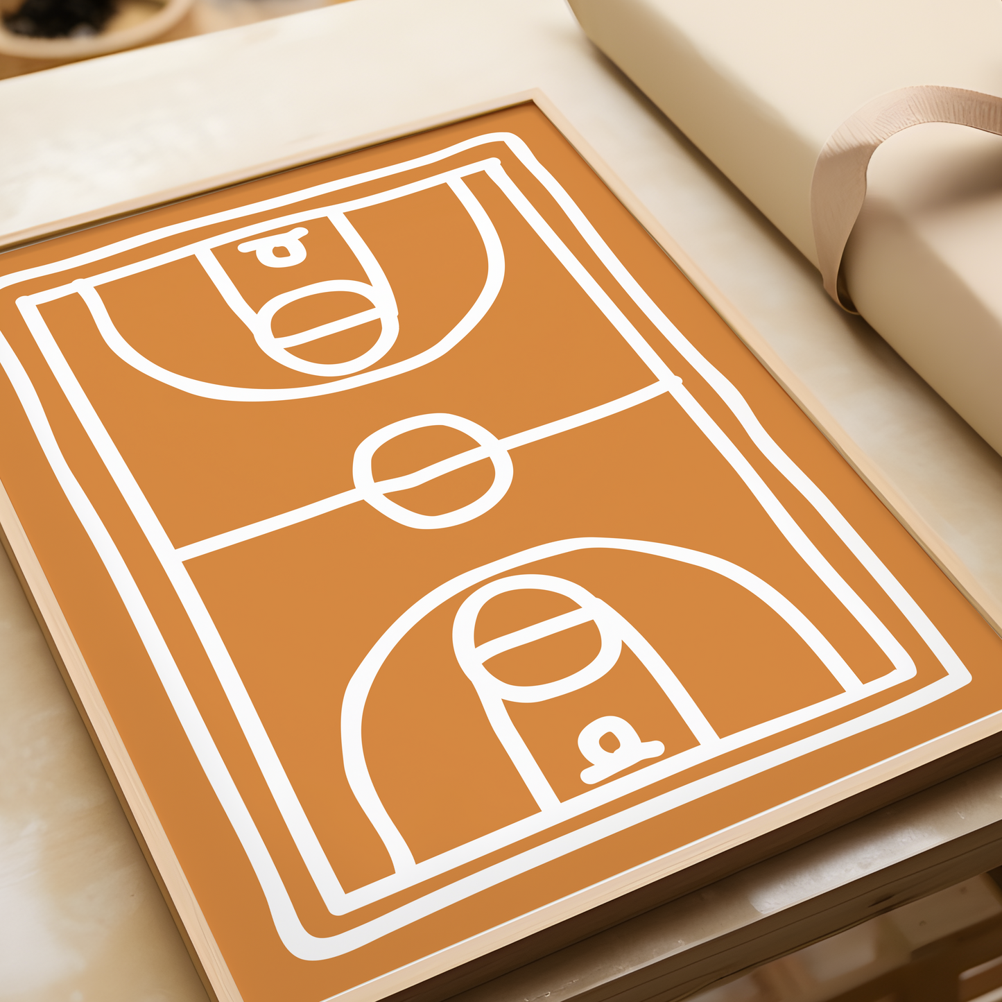 Basketball Court Doodle Print
