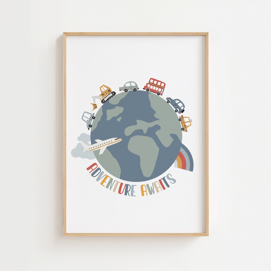 "Adventure Awaits" Transport Earth Print