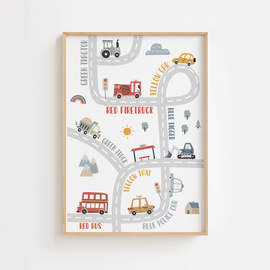 Scandi Map Transport Print