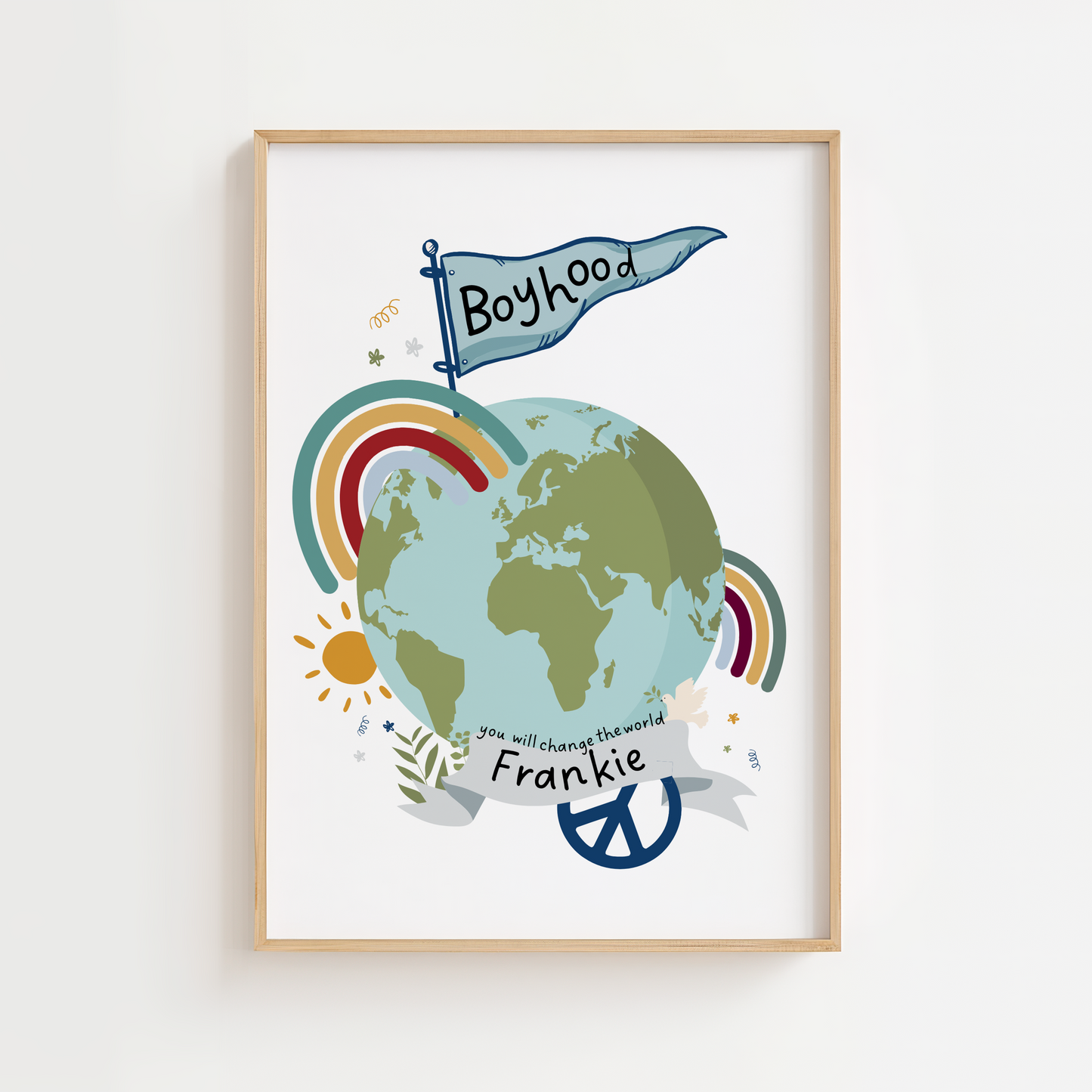 Personalised Boyhood Globe Print