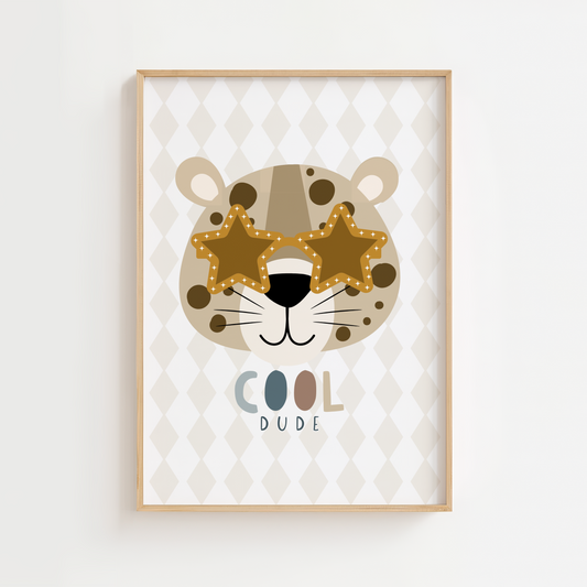 'Cool Dude" Leopard In Sunglasses Print