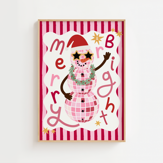 Christmas Disco Snowman Print
