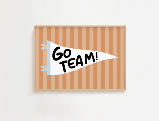 "Go Team" Basketball Pennant Flag Print