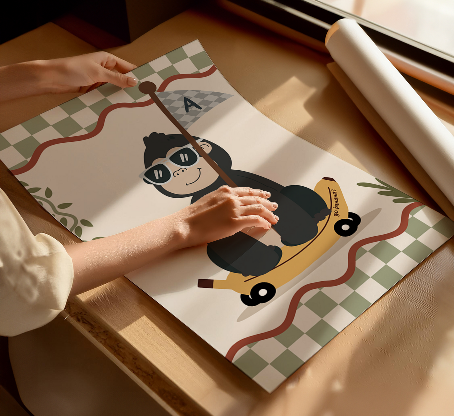 Personalised Skateboarding Gorilla Print