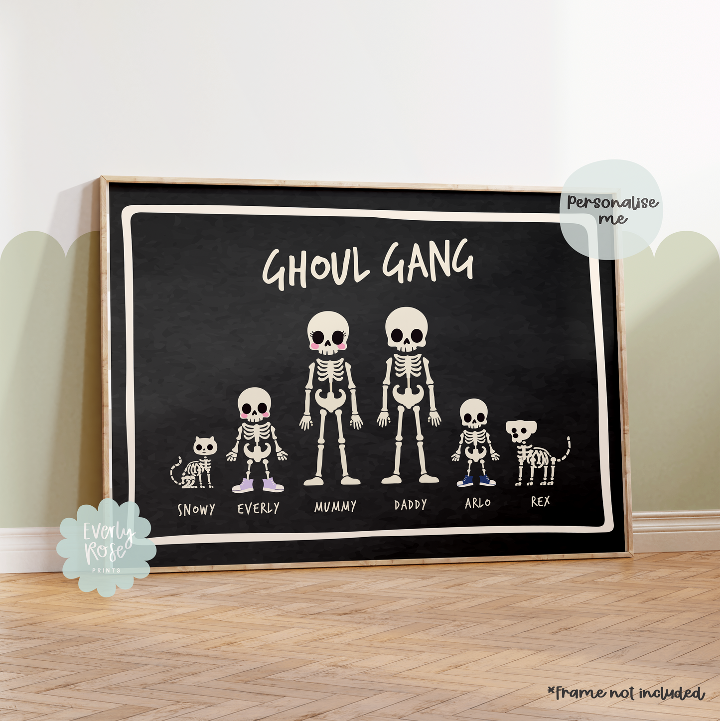 Personalised Family Skeleton Print Halloween Print