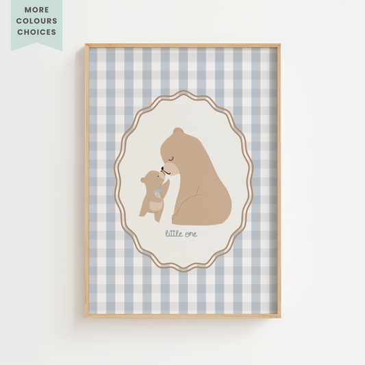 Vintage Mother & Baby Teddy Print