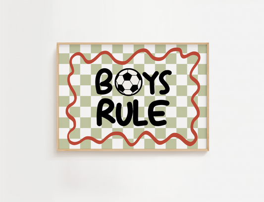Boys Rule Football Print