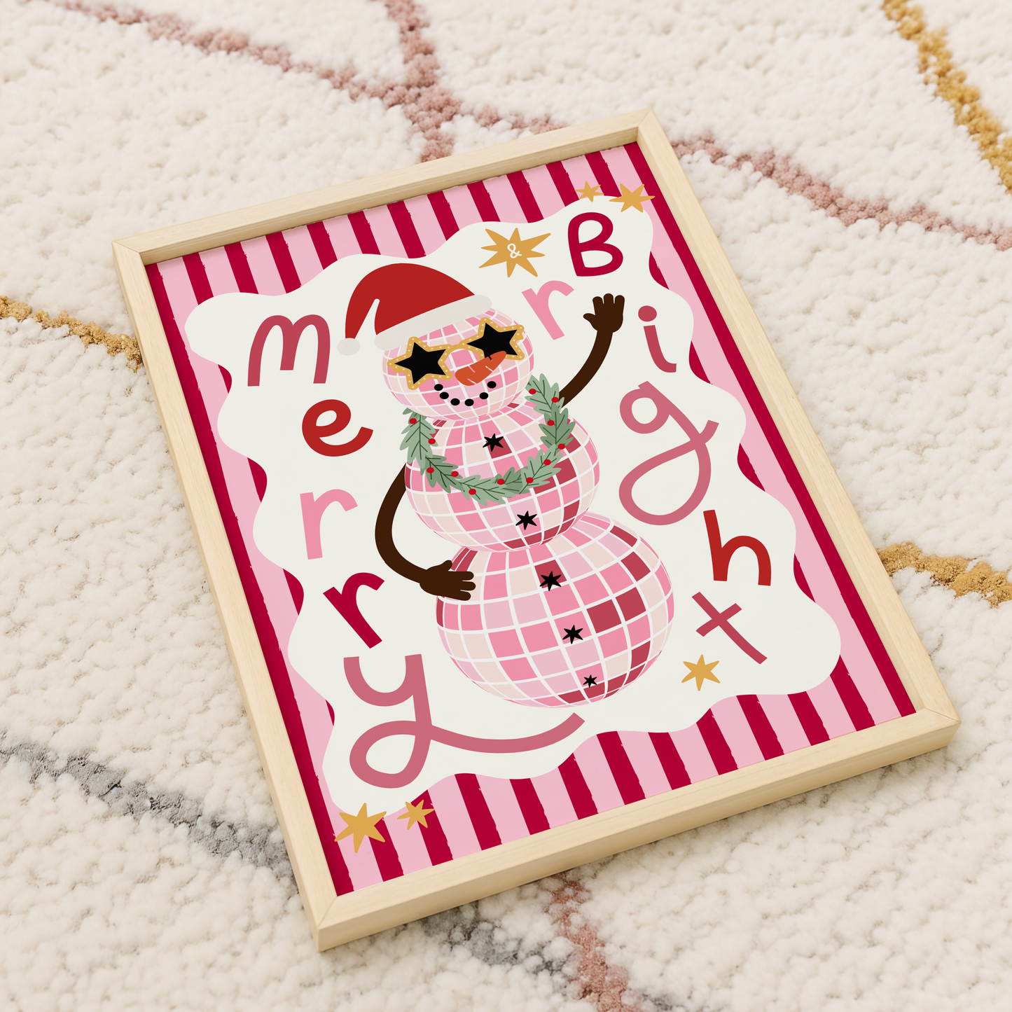 Christmas Disco Snowman Print