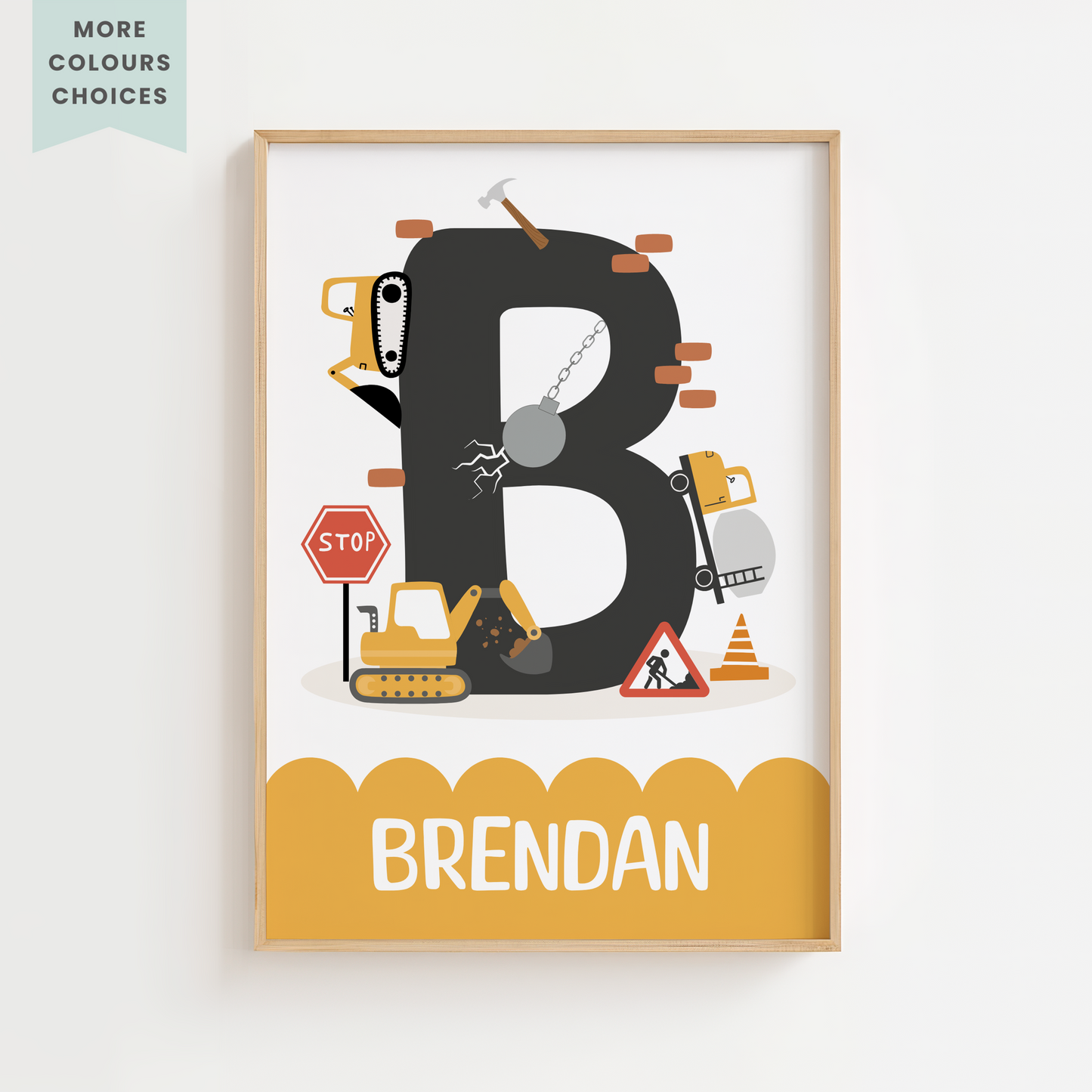 Personalised Construction Name Print