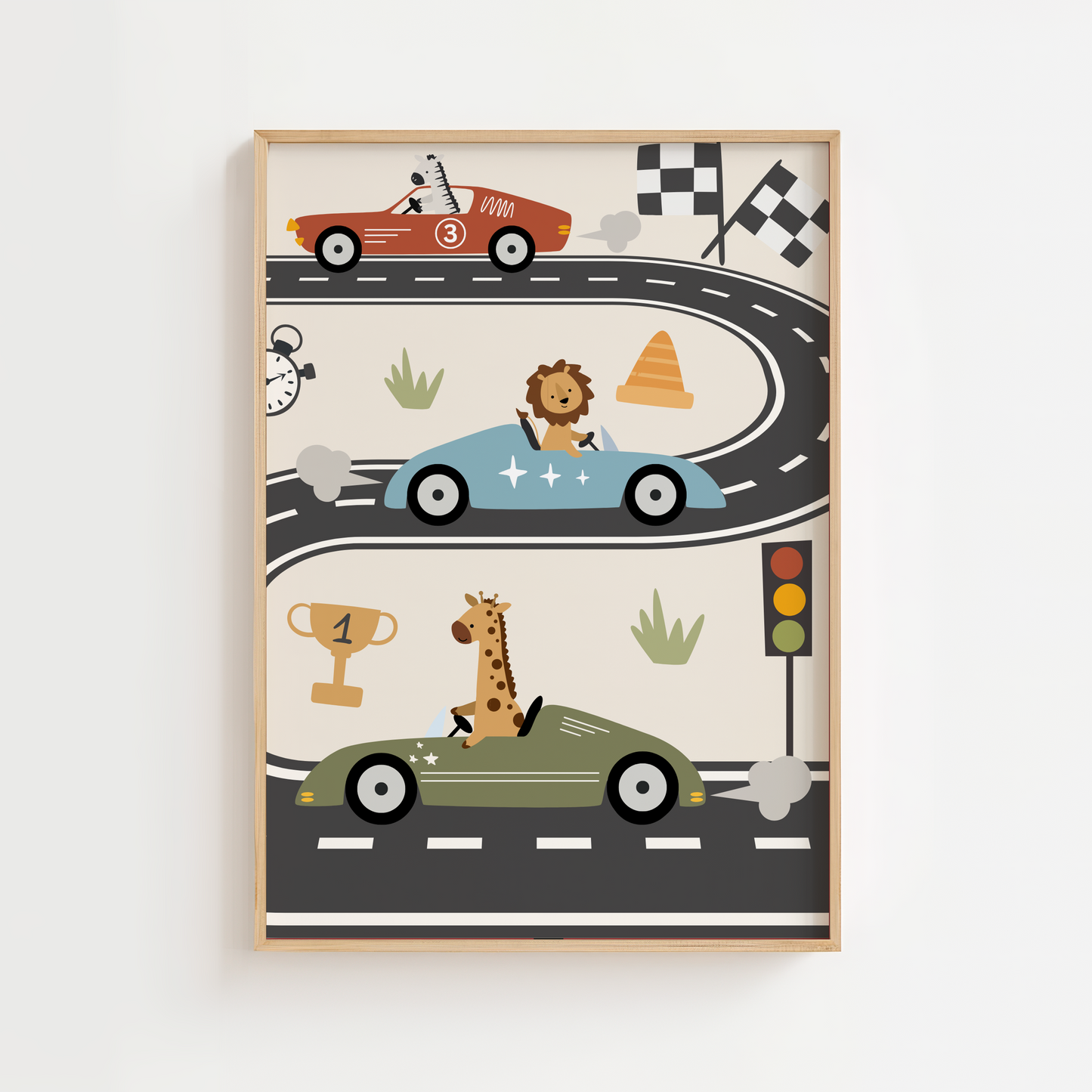 Little Animal Race Car Print