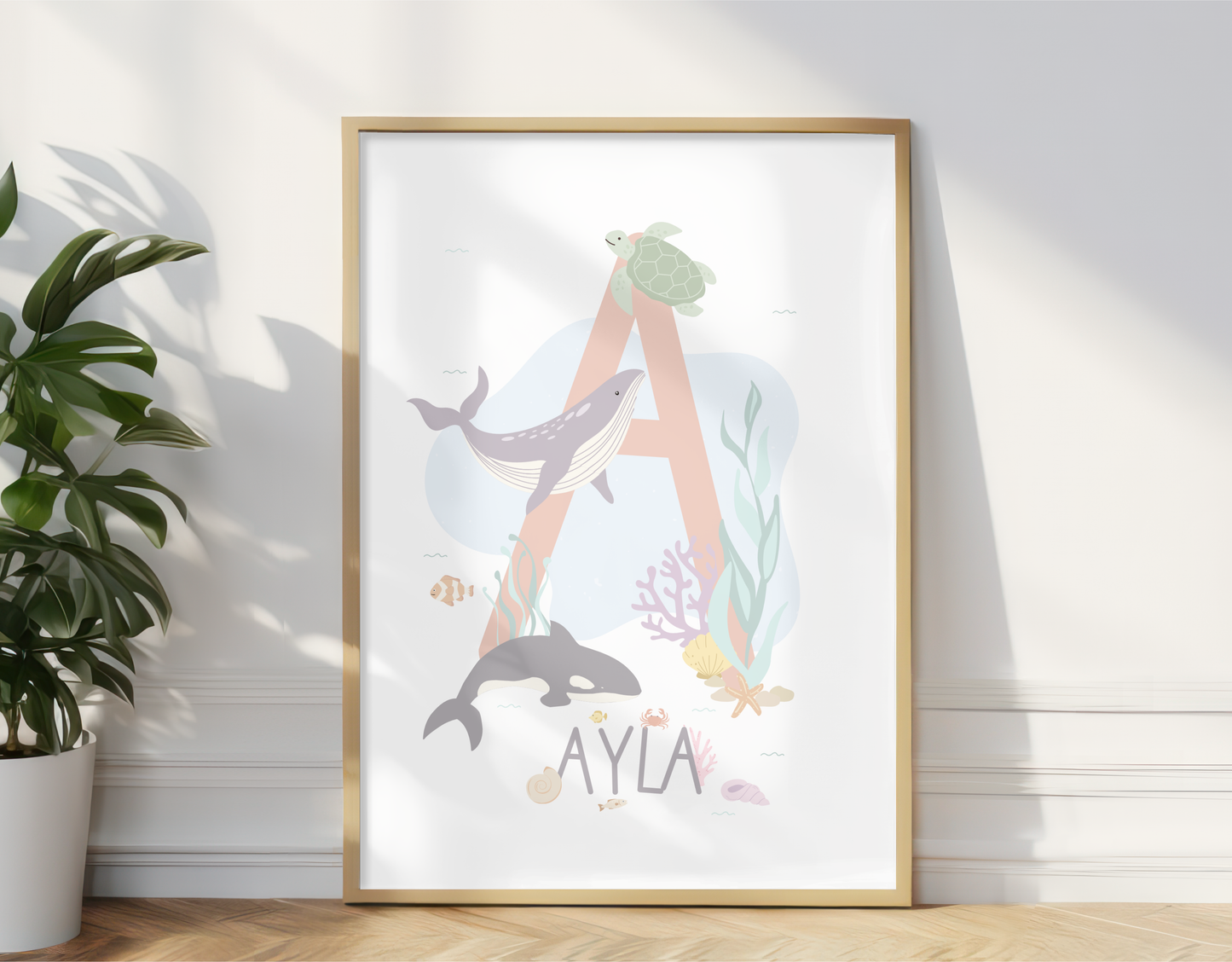 Personalised Ocean Initial Print - Pastel