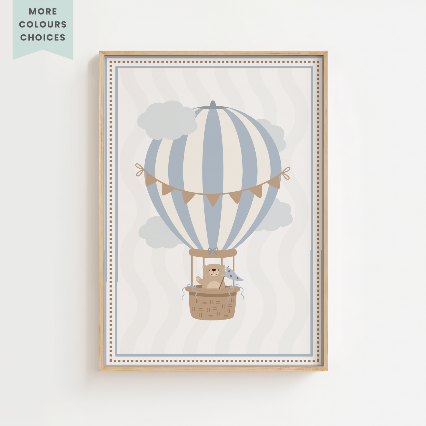 Vintage Teddy Hot Air Balloon Print