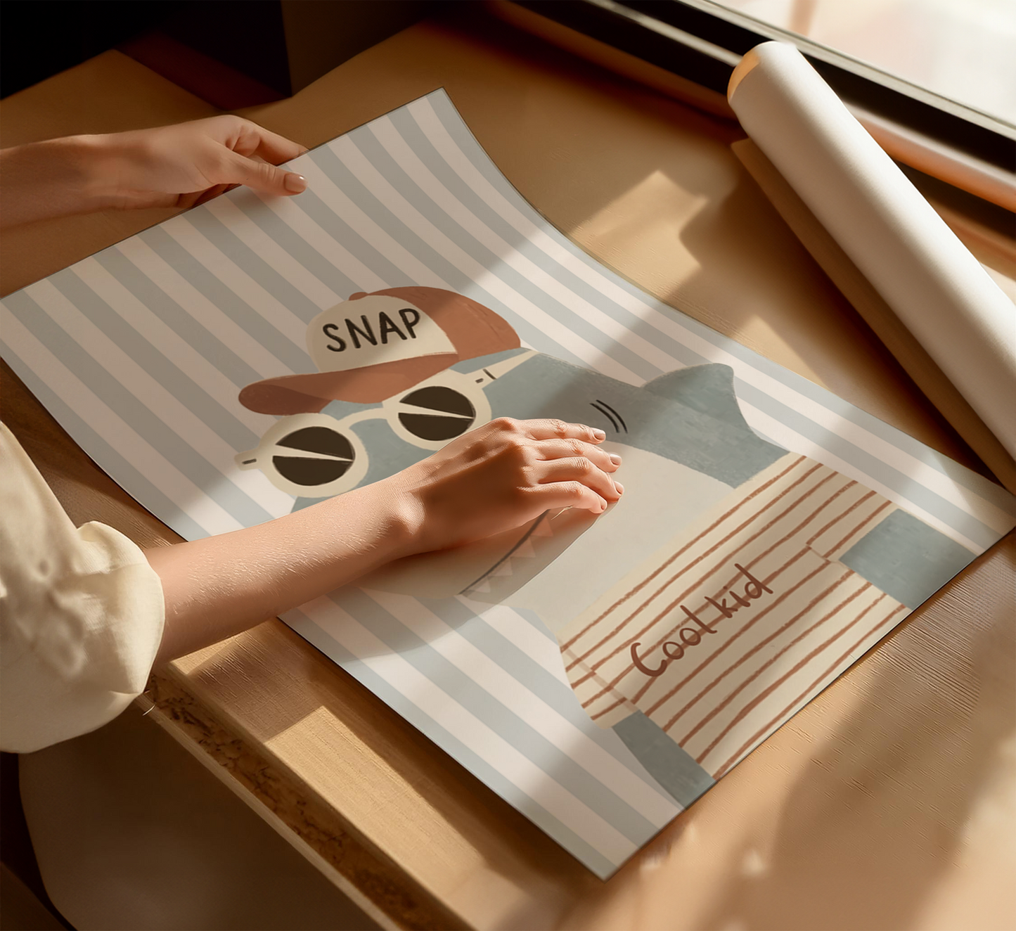Snap Cool Kid Shark Print