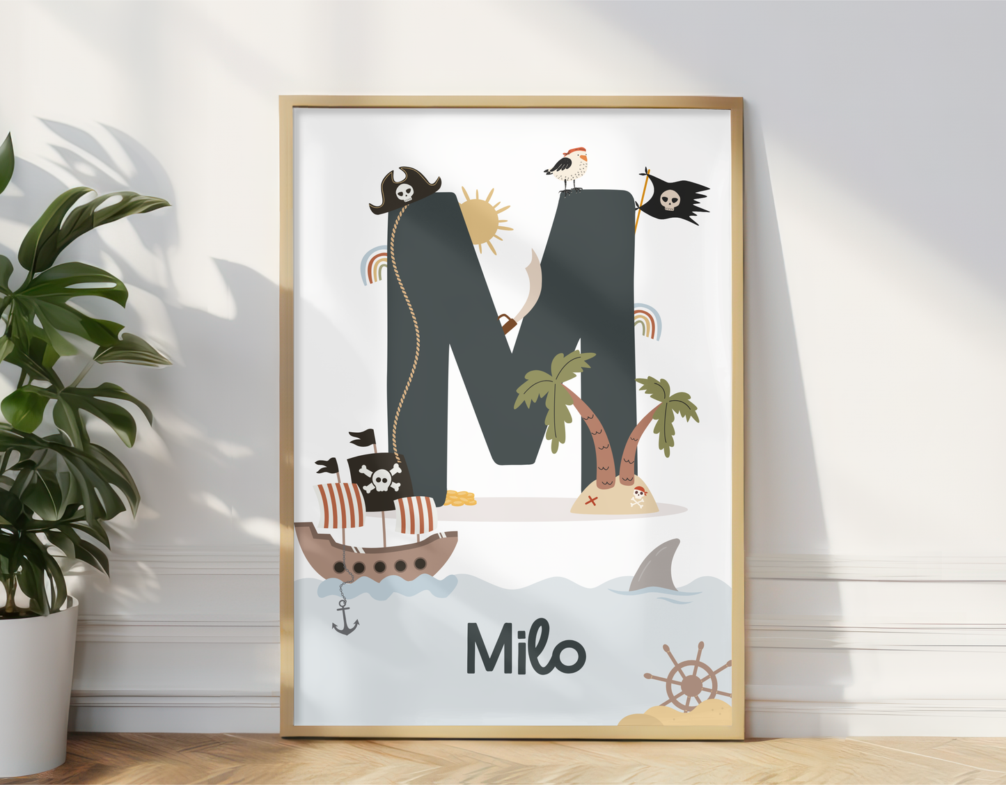 Personalised Pirate Initial Name Print