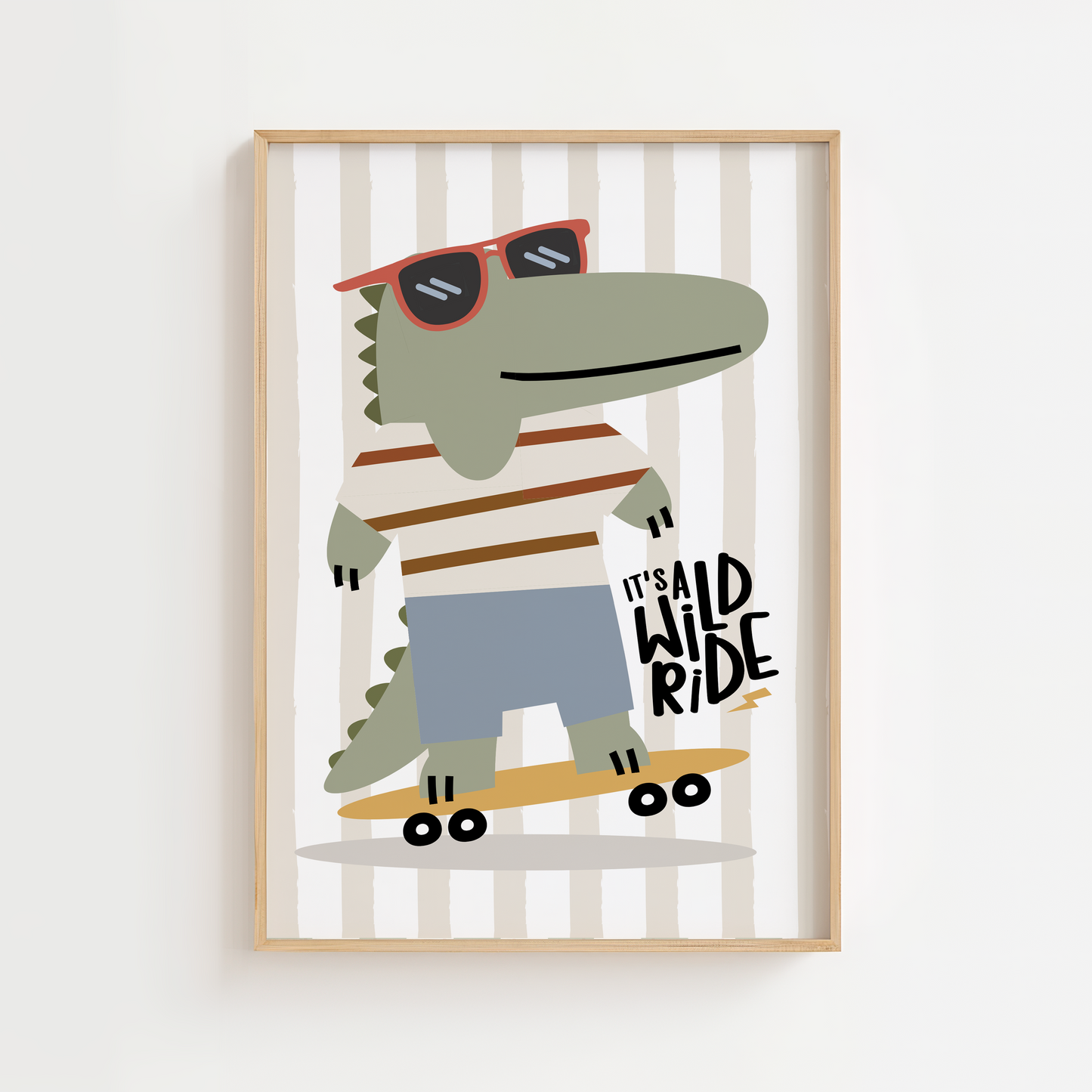 "It's a Wild Ride" Skateboarding Crocodile Print