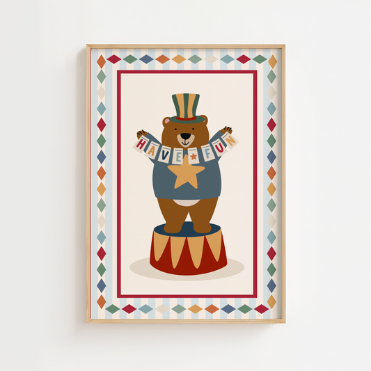 Have Fun Circus Bear Print