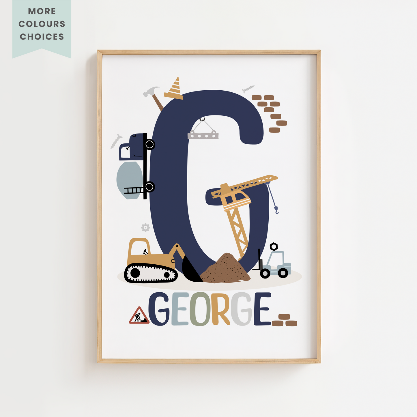 Personalised Construction Name Print
