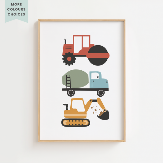Construction Vehicle Trio Print