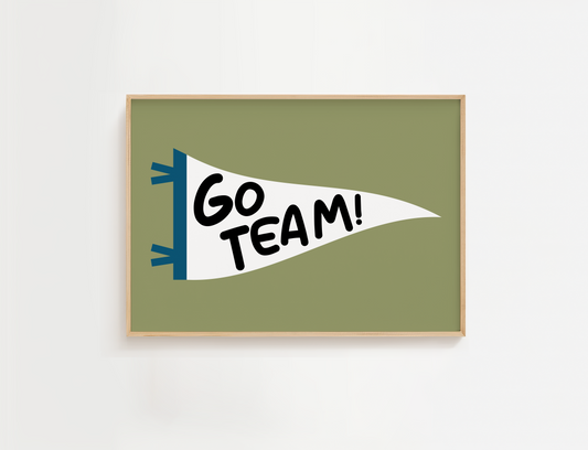 Football "Go Team" Pennant Flag Print