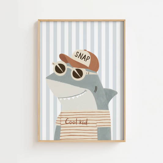 Snap Cool Kid Shark Print