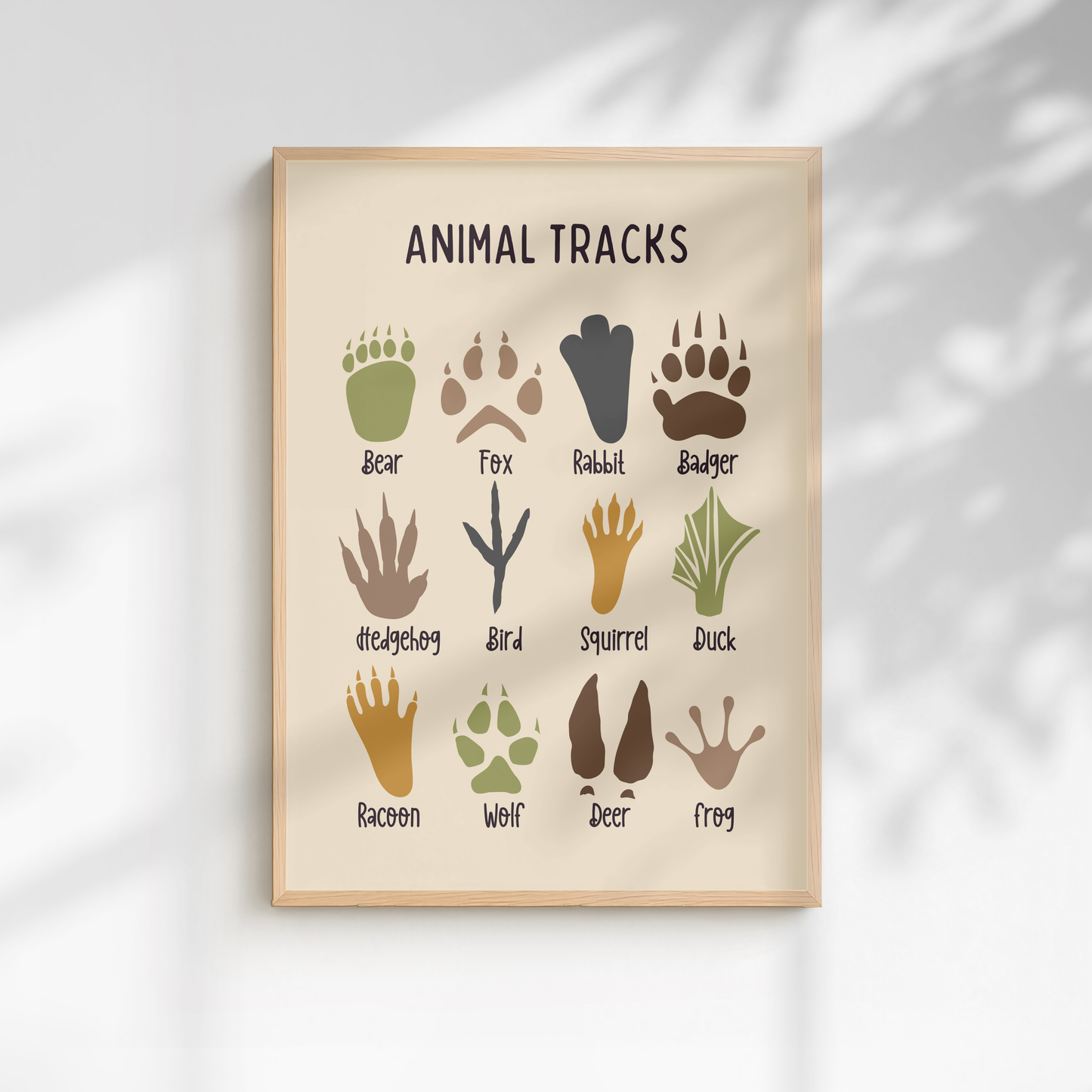 Woodland Animal Tracks Print - Beige