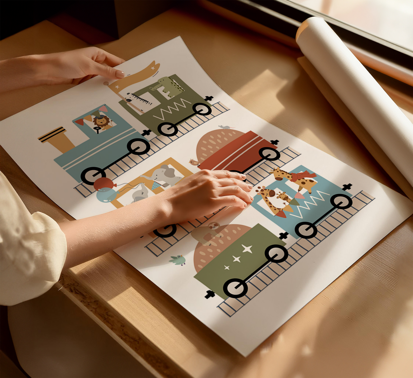 All Aboard Animal Train Print
