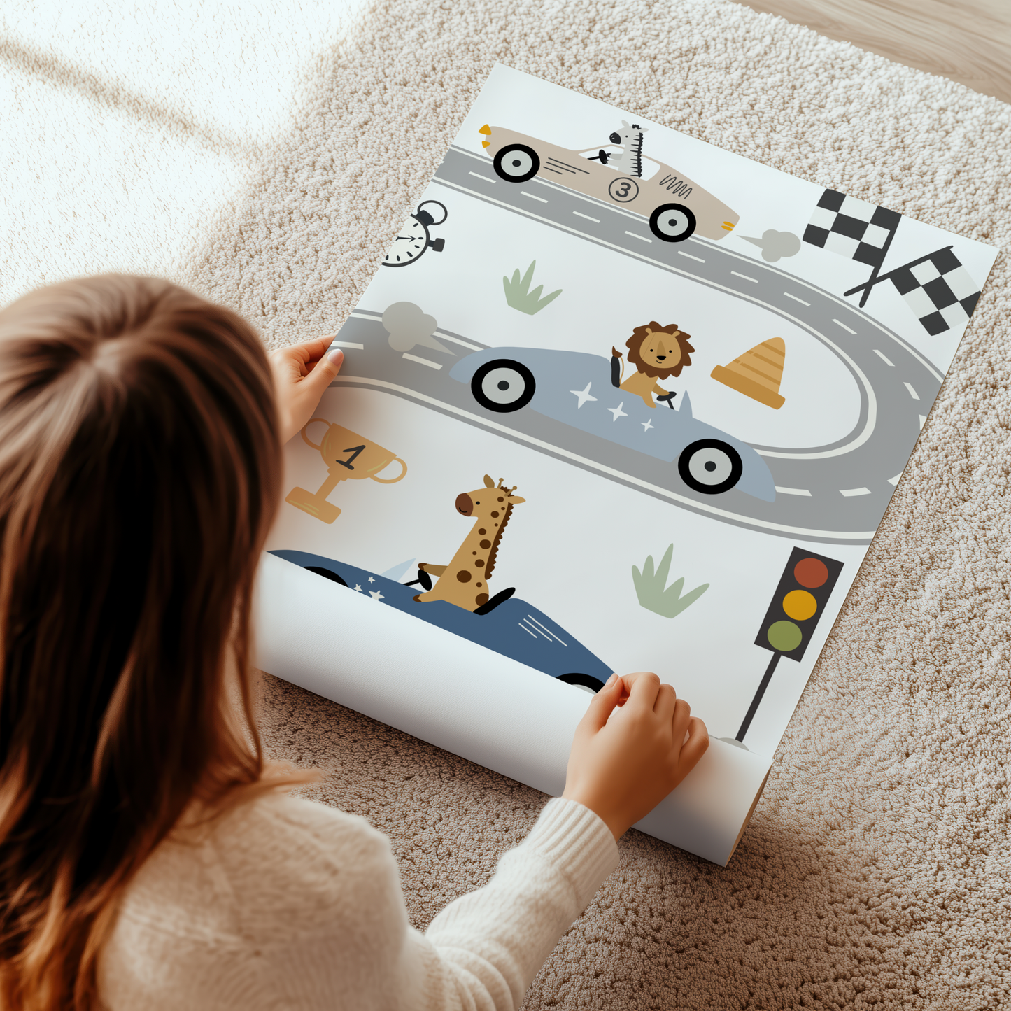 Little Animal Race Car Print