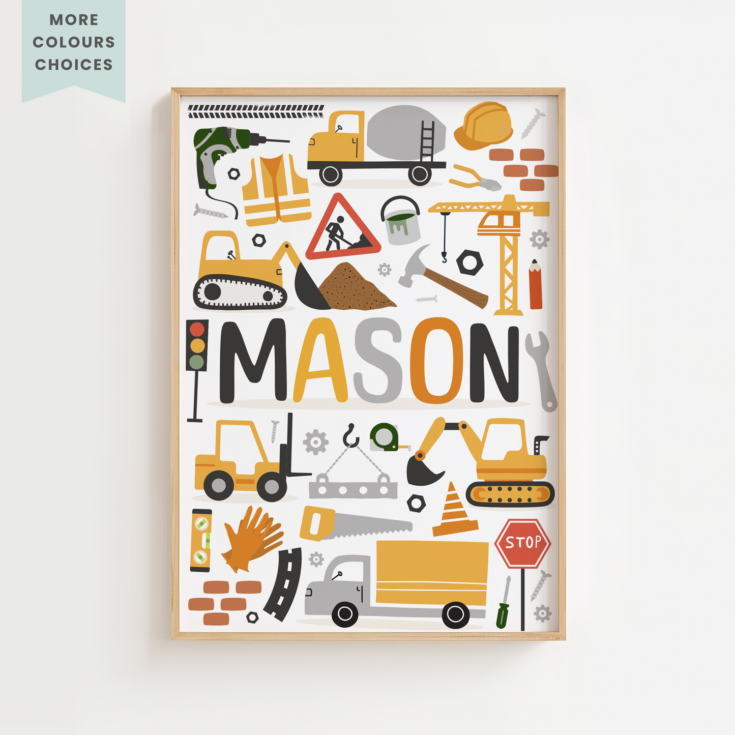 Personalised Construction Name Print