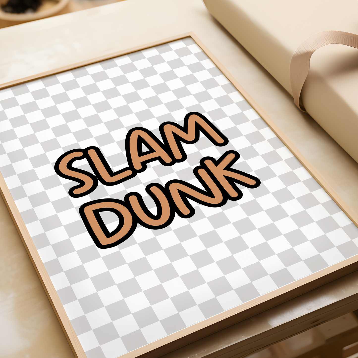 Checkerboard "Slam Dunk" Basketball Print