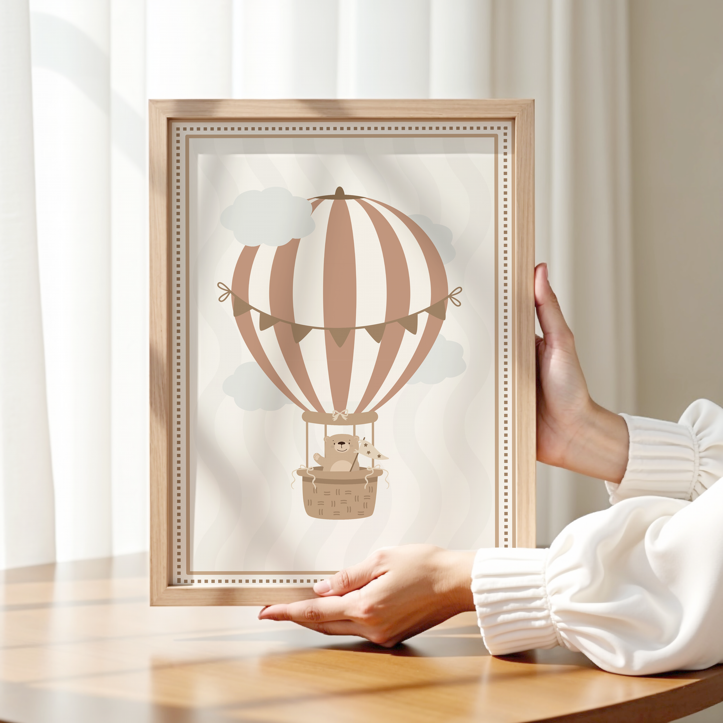Vintage Teddy Hot Air Balloon Print