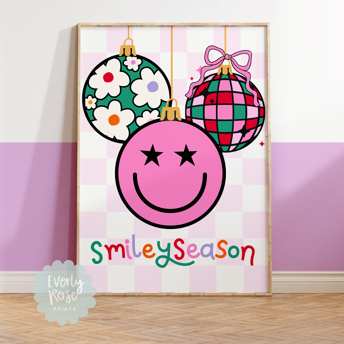 Cool Smile Christmas Baubles Print