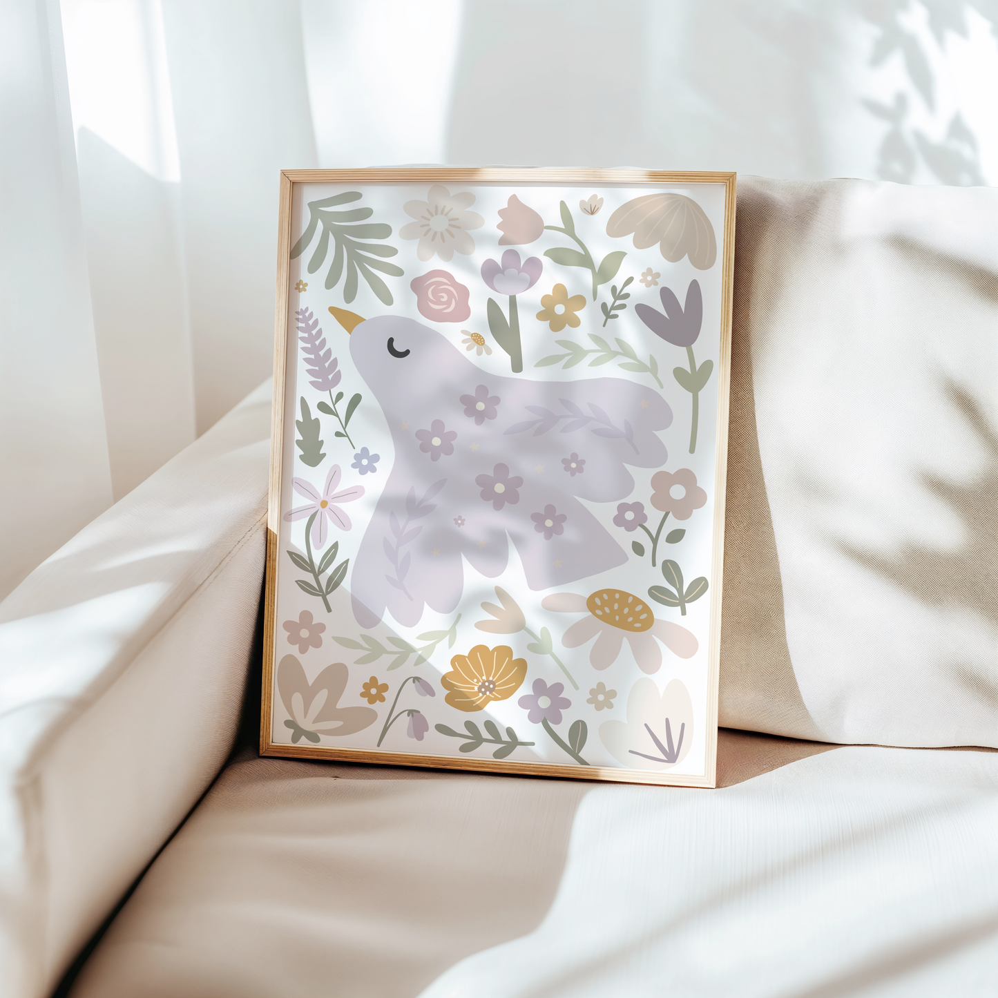 Vintage Floral Dove Print