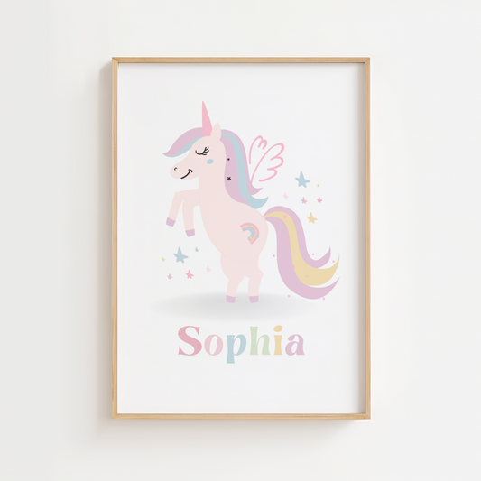 Personalised Pastel Unicorn Print