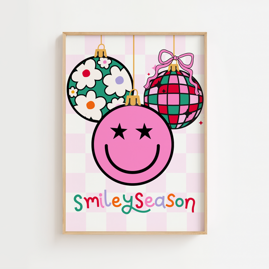 Cool Smile Christmas Baubles Print