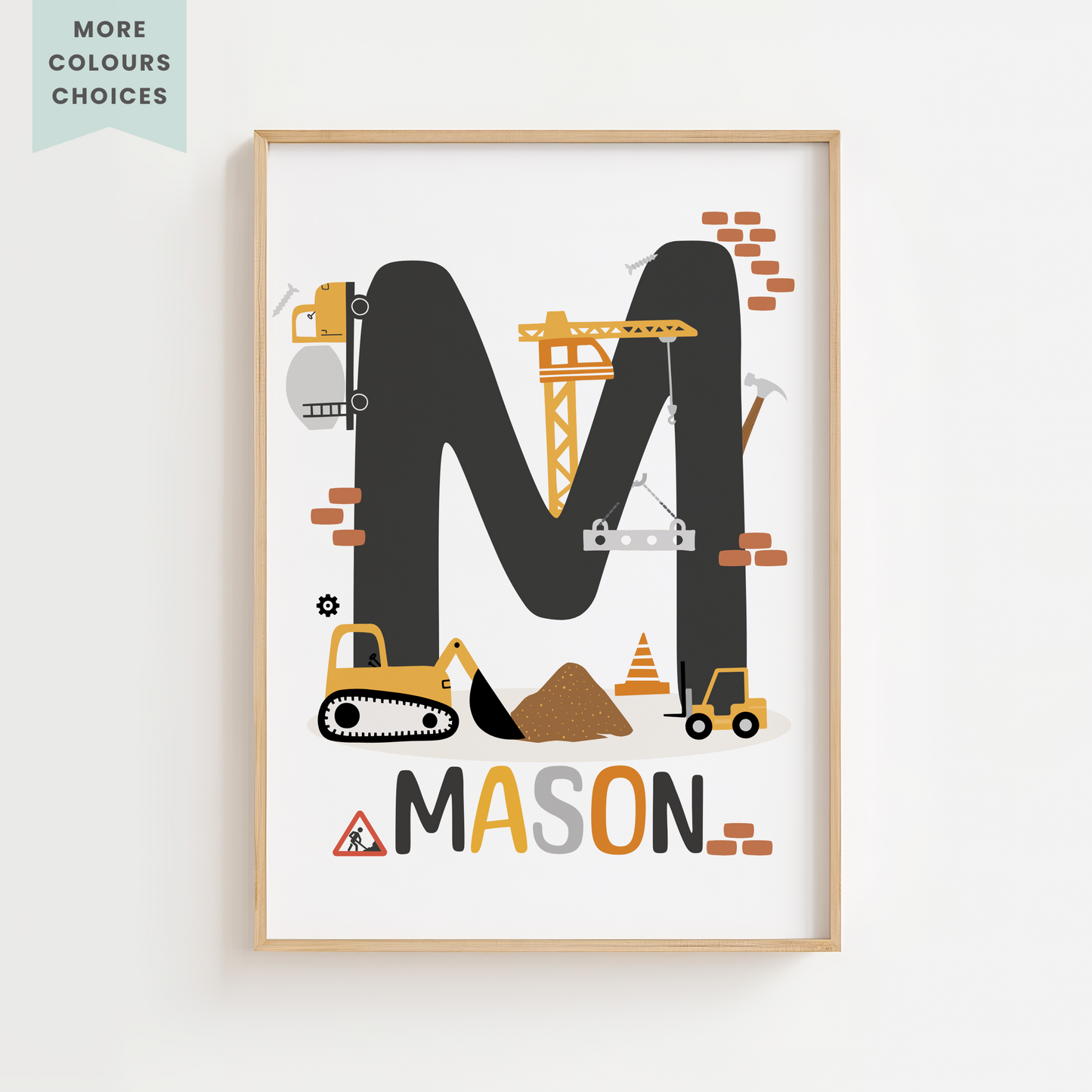 Personalised Construction Name Print