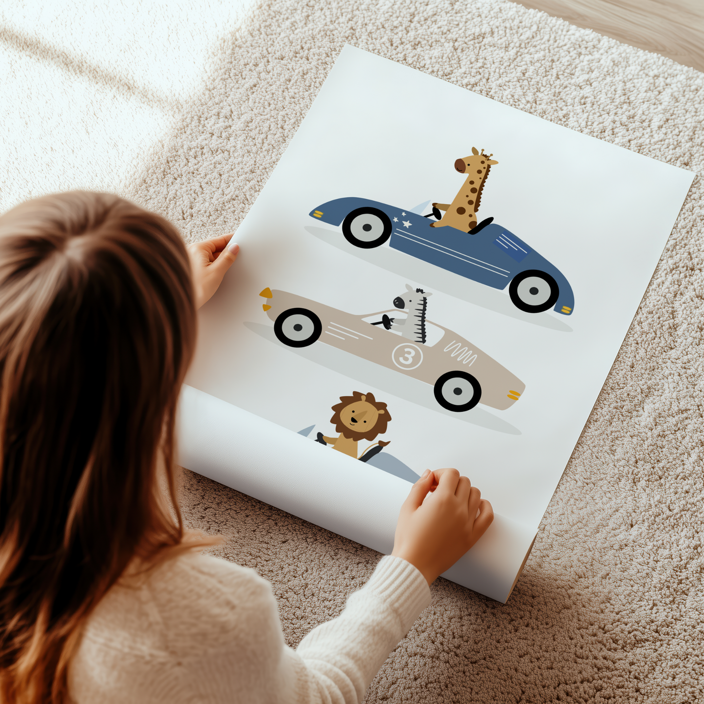 Little Animal Race Car Print