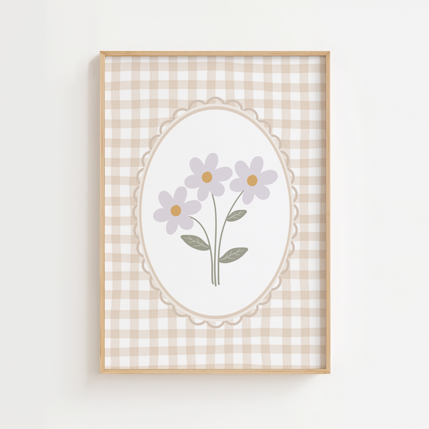 Vintage Gingham Daisy Print