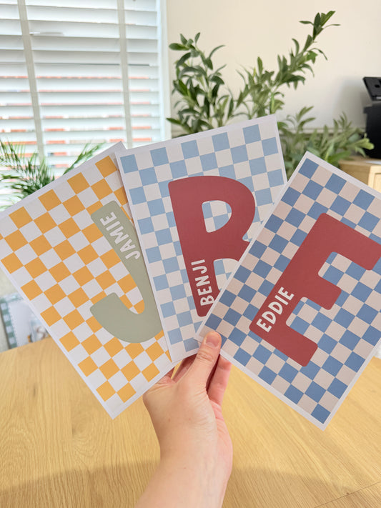 *Seconds* Personalised Checkerboard Prints: Size: A5