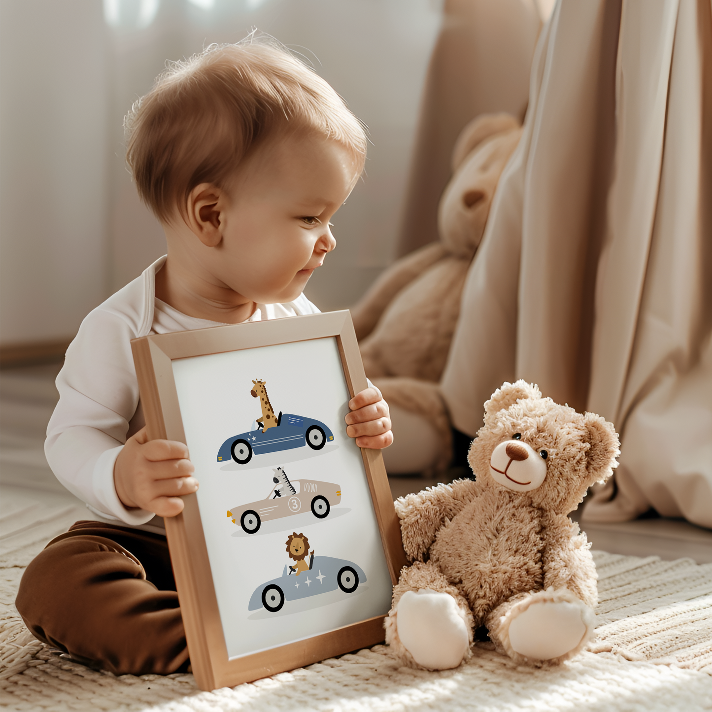 Little Animal Race Car Print