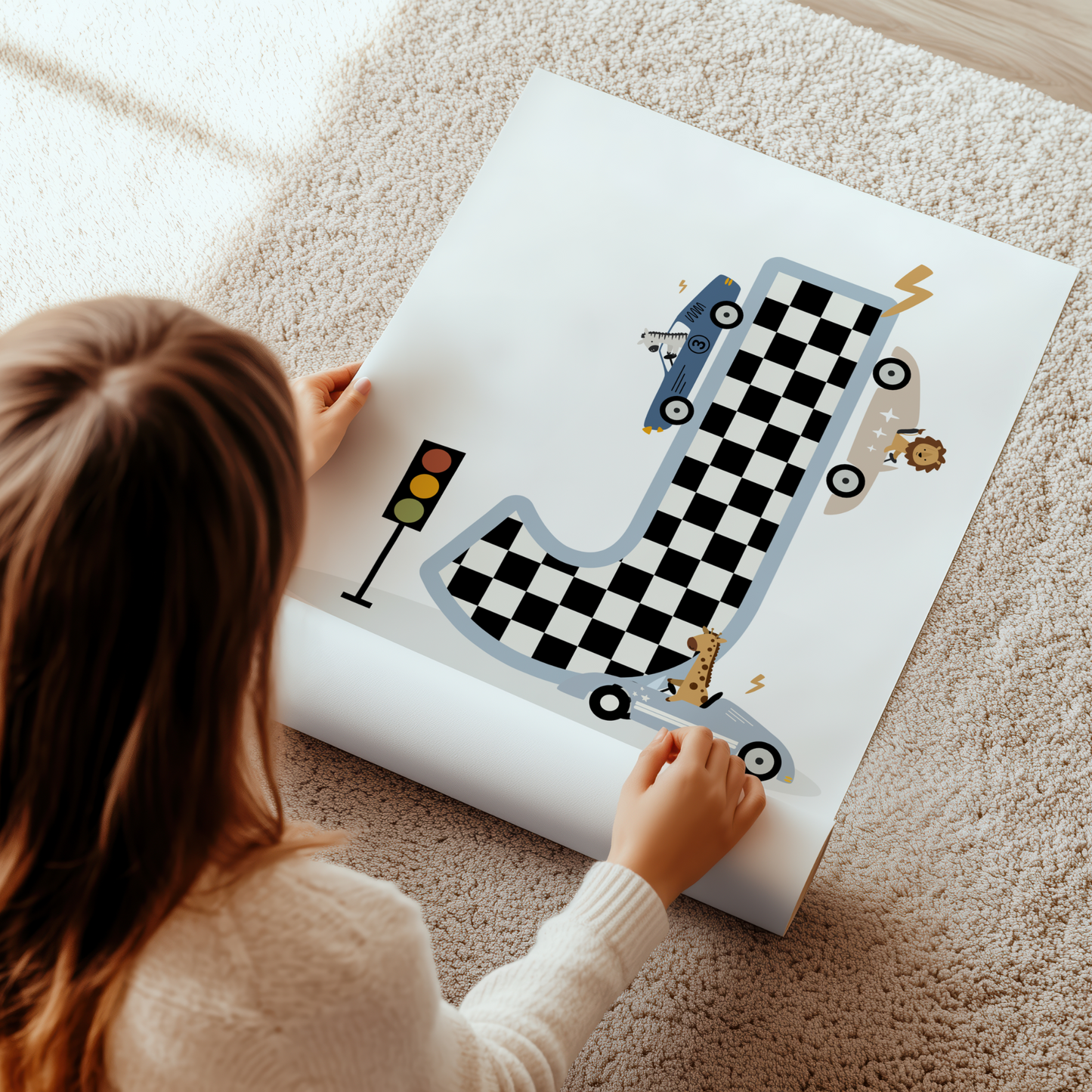 Personalised Animal Race Car Print