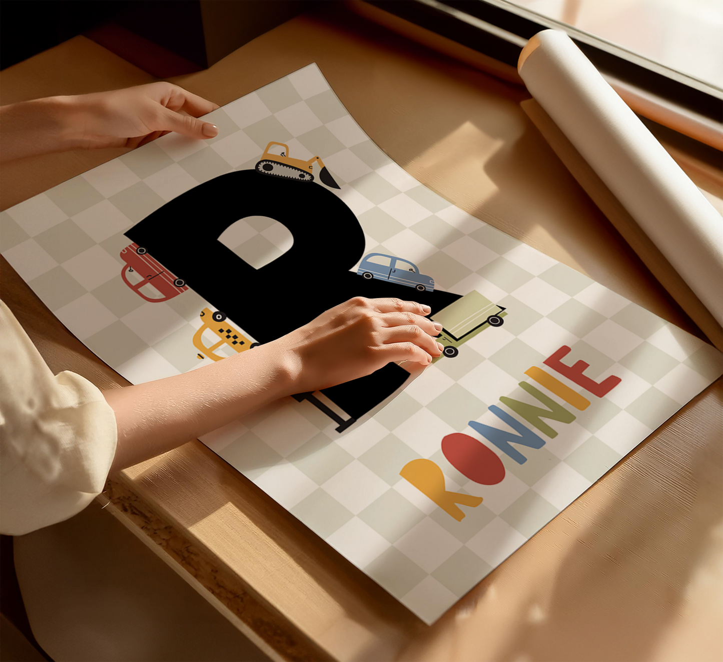 Personalised Checkerboard Transport Print