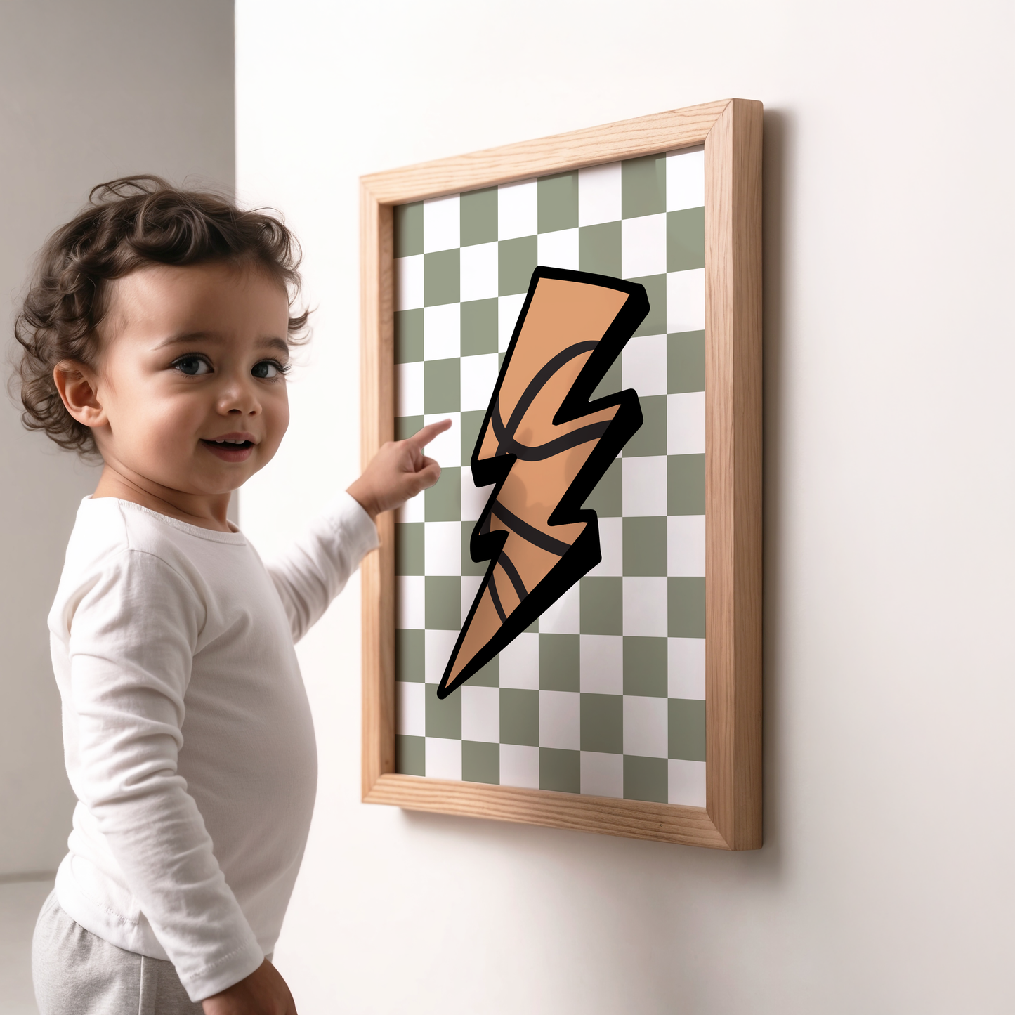 Checkerboard Lightning Bolt Basketball Print