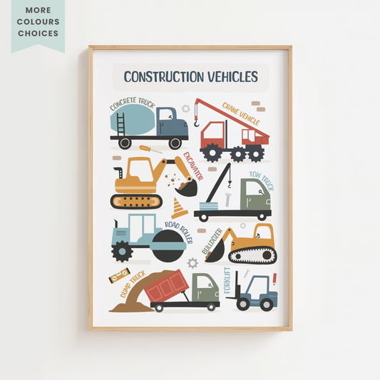 Construction Vehicles Print