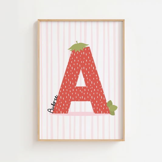 Personalised Strawberry Letter Print