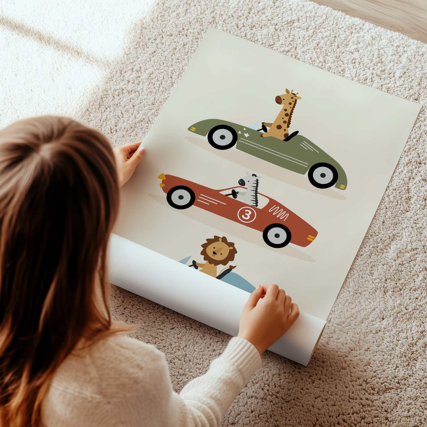 Little Animal Race Car Print