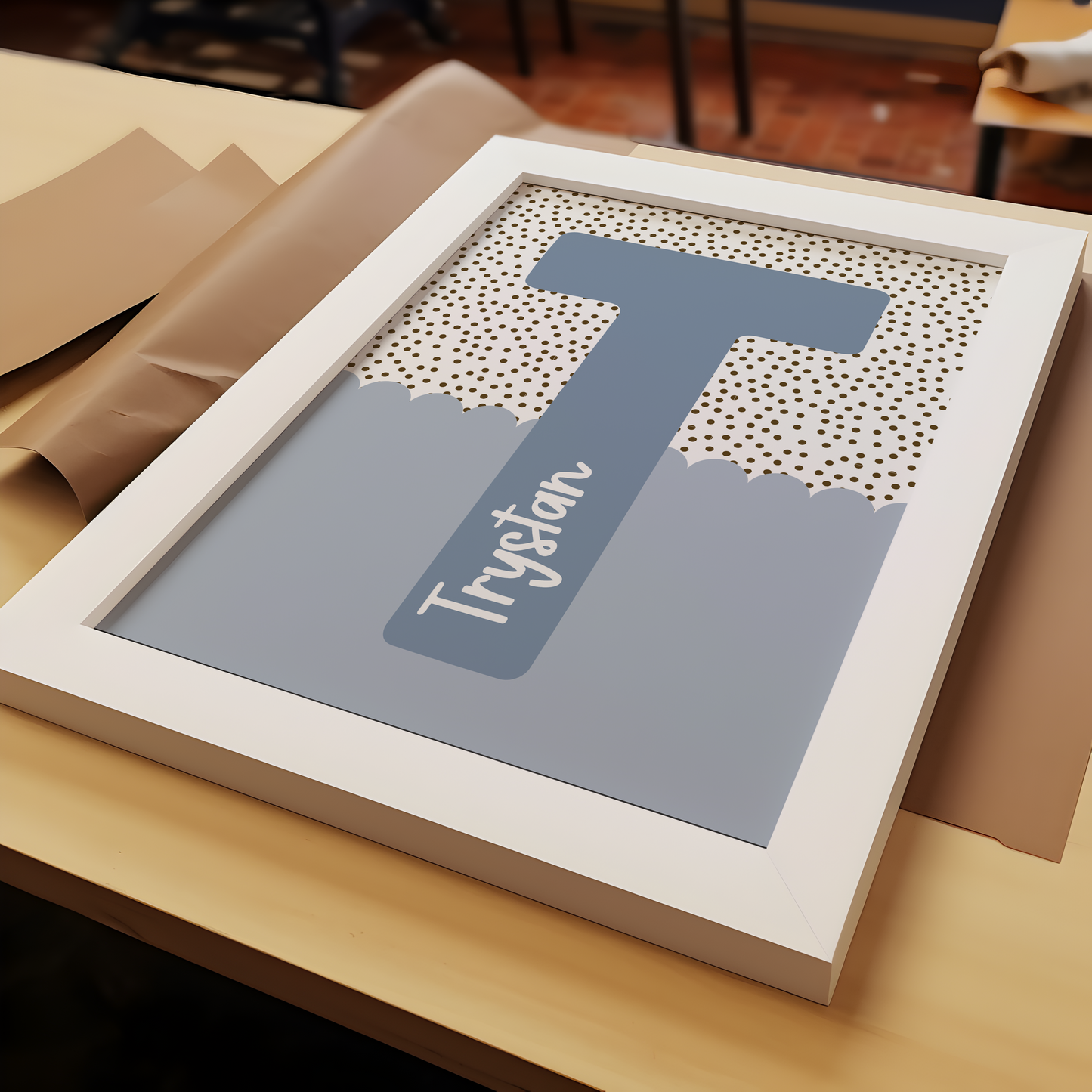 Personalised Half Scallop & Dots Initial Print