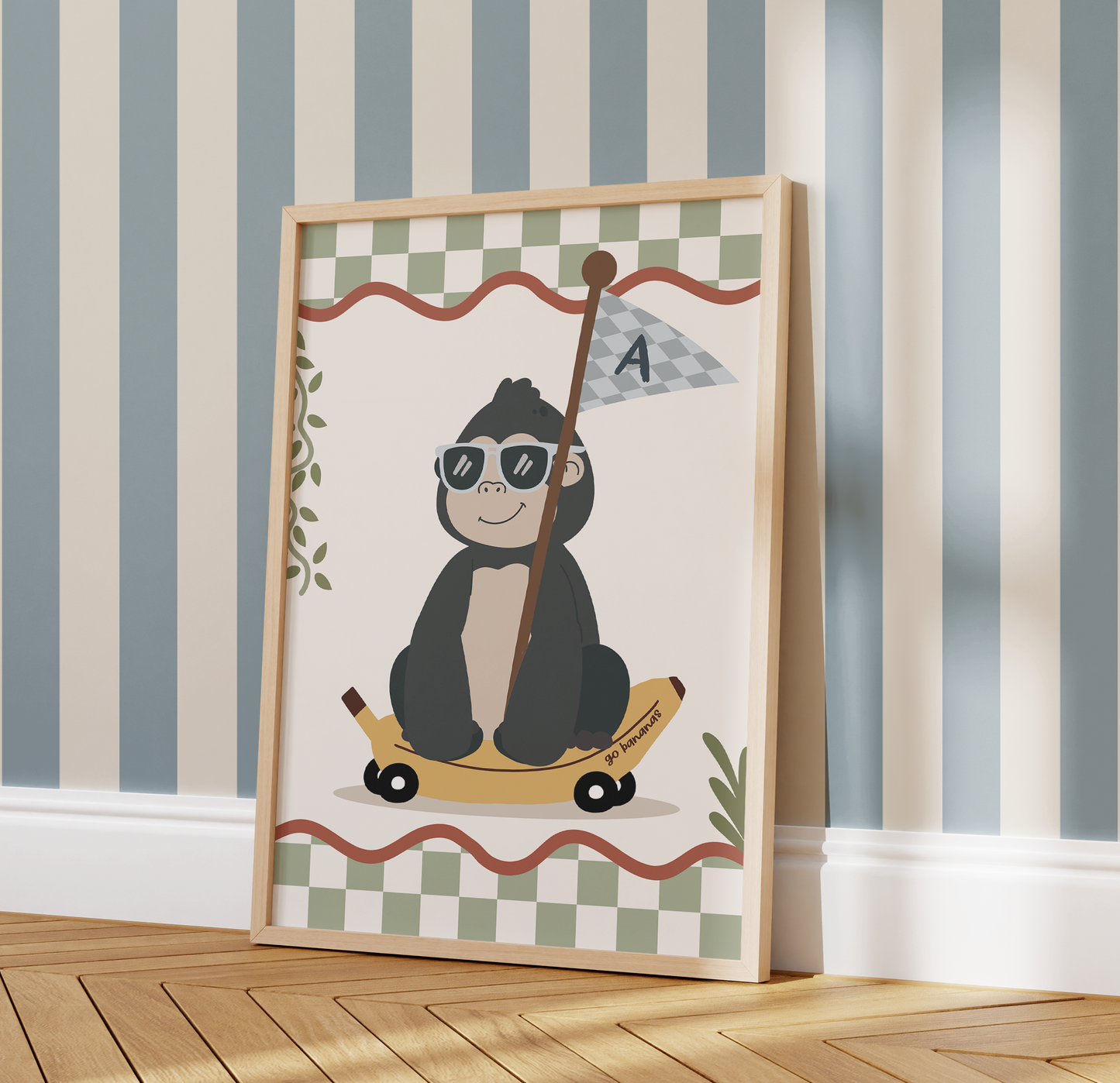 Personalised Skateboarding Gorilla Print