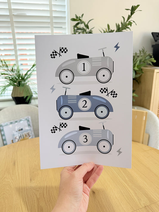 *Seconds* Little Racer Blue Cars: Size: A4